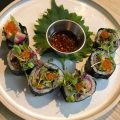 Tuna, nori, garlic buttered rice, perilla leaf